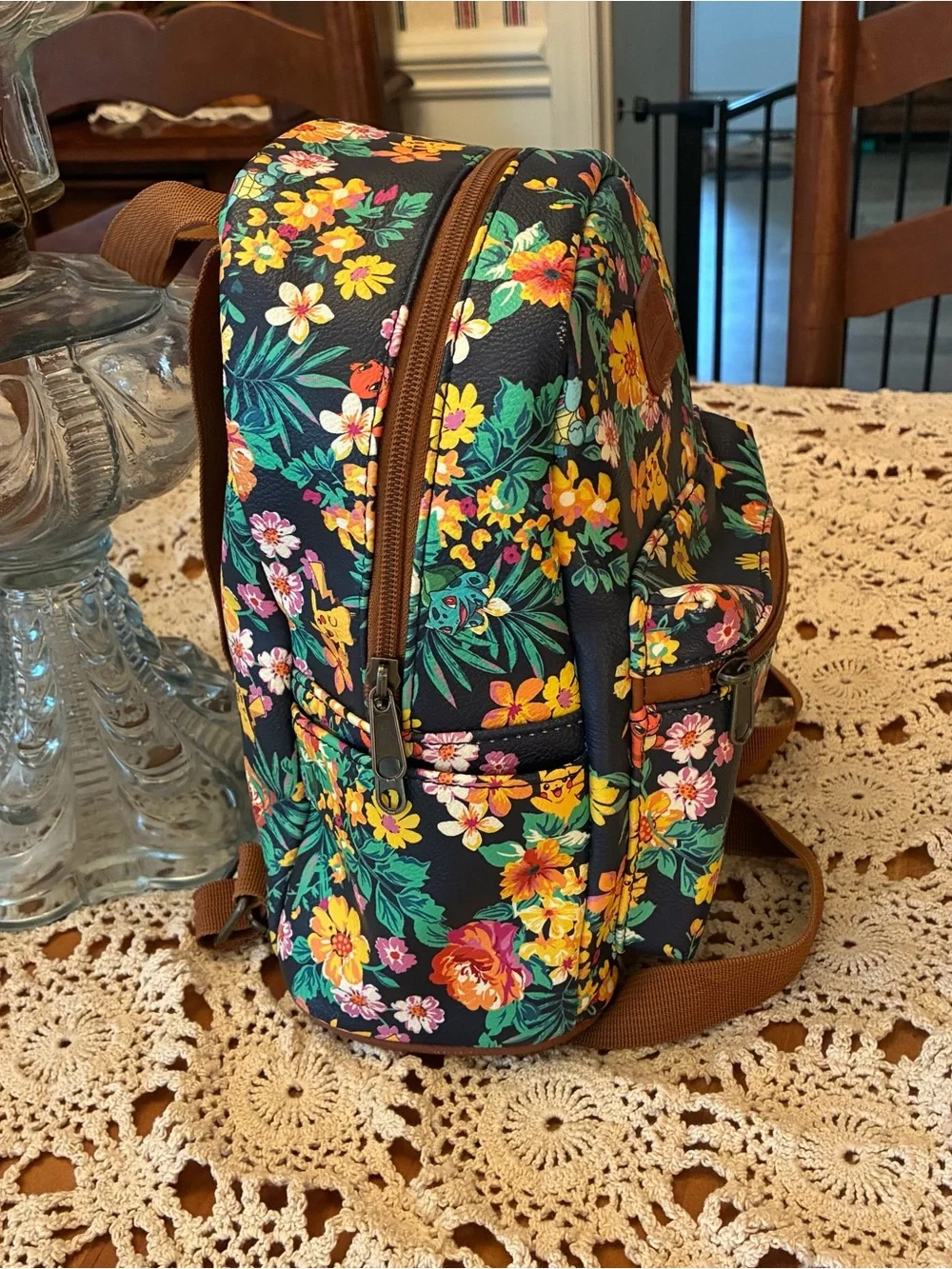 Loungefly Navy Floral Pikachu Mini Backpack
